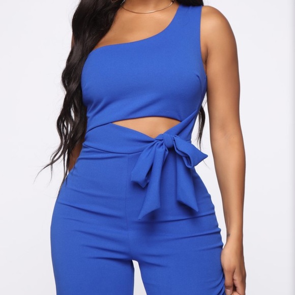 Alana One Shoulder Jumpsuit - Royal Blue - Picture 2 of 5